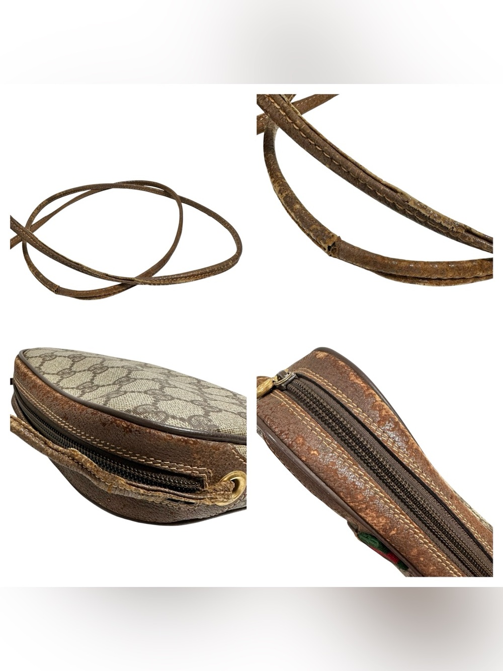 Gucci GG Supreme Web Canvas & Leather Sherry Line Stripe Vintage Crossbody Bag - Picture 13 of 15